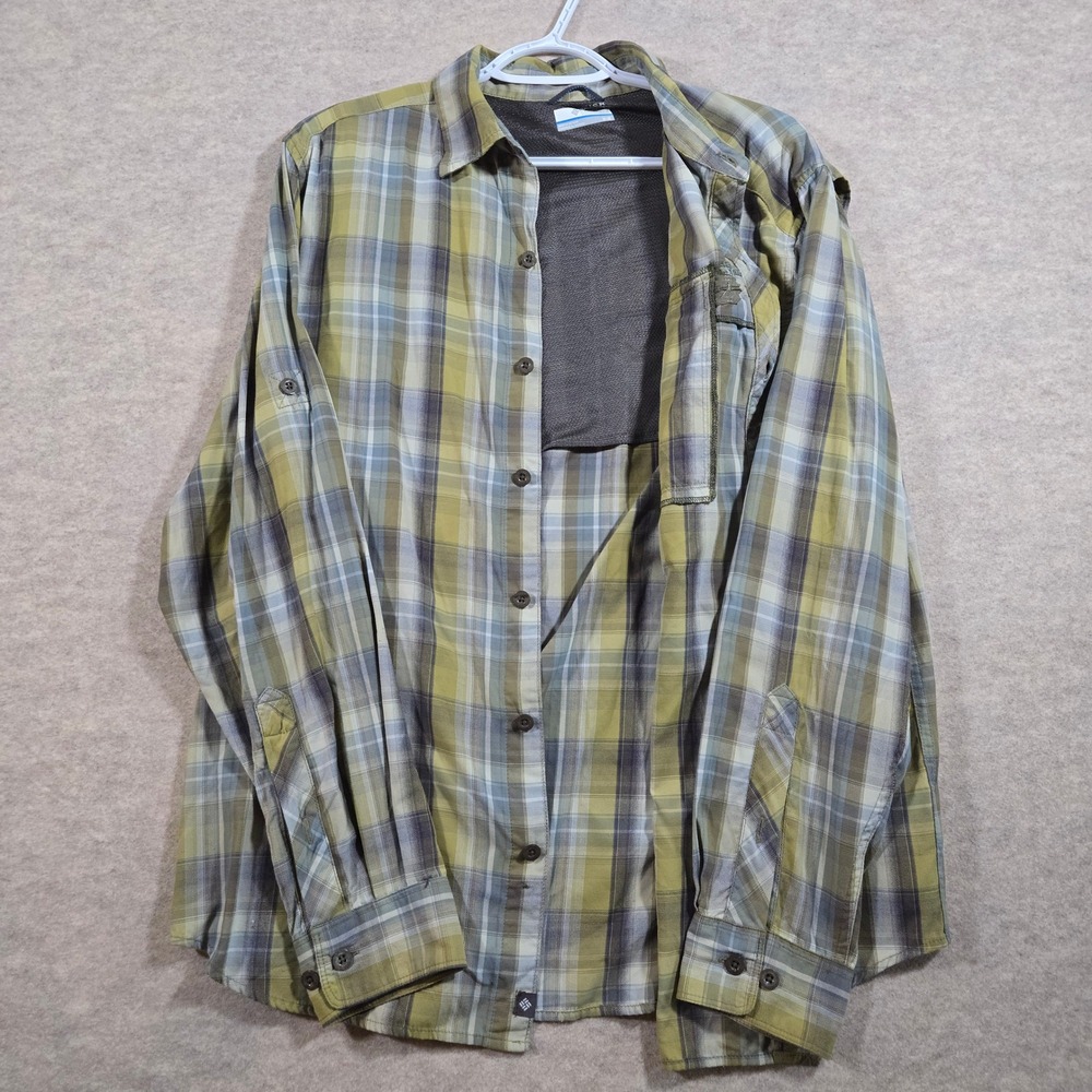 Columbia Mens Silver Ridge Plaid Long Sleeve Hiking Shirt Green AM7264 Size M